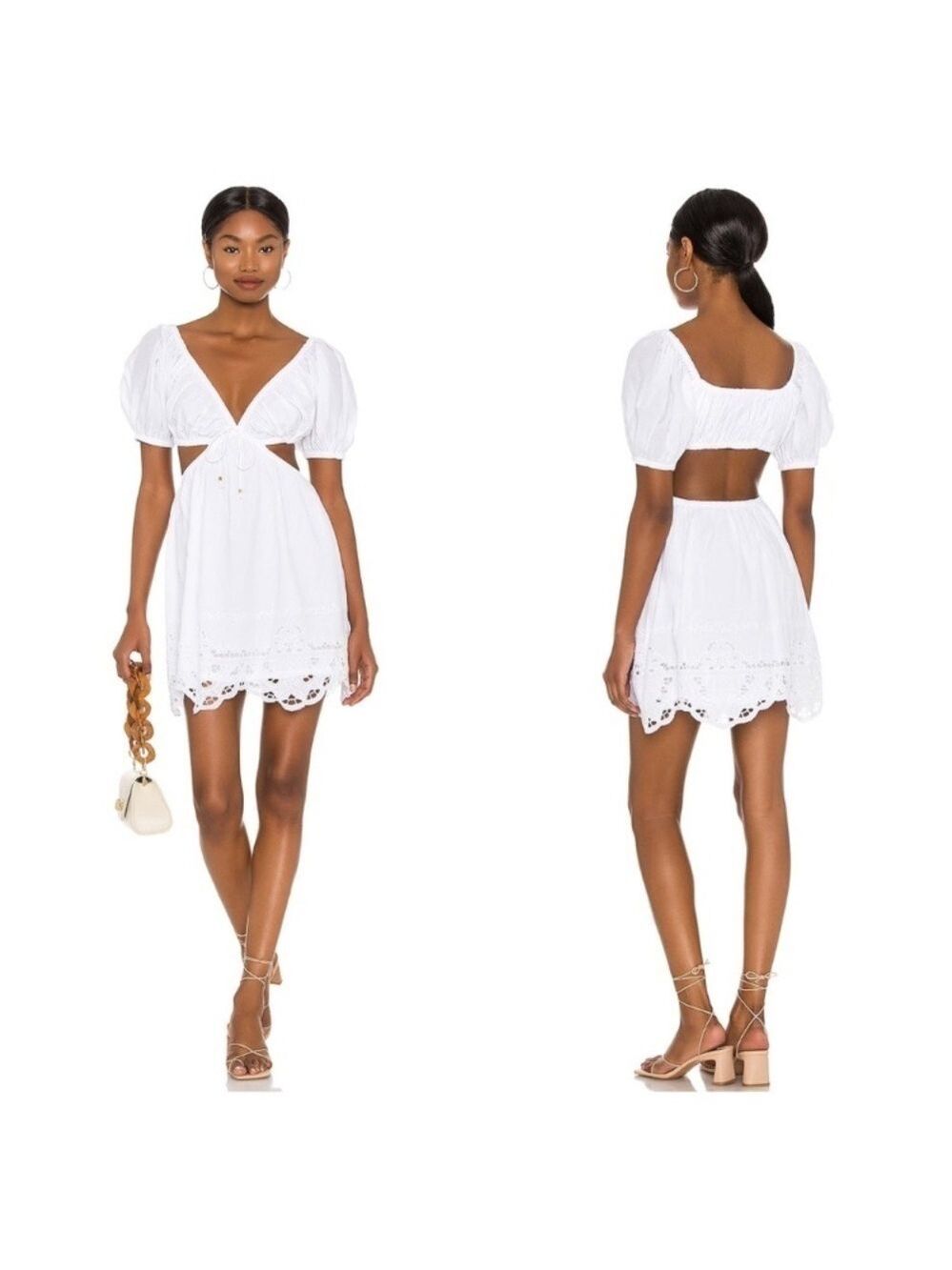 Tularosa Colleen Short Puff Sleeve Mini Dress in White